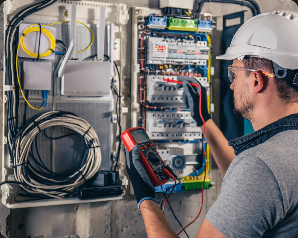 An electrician working